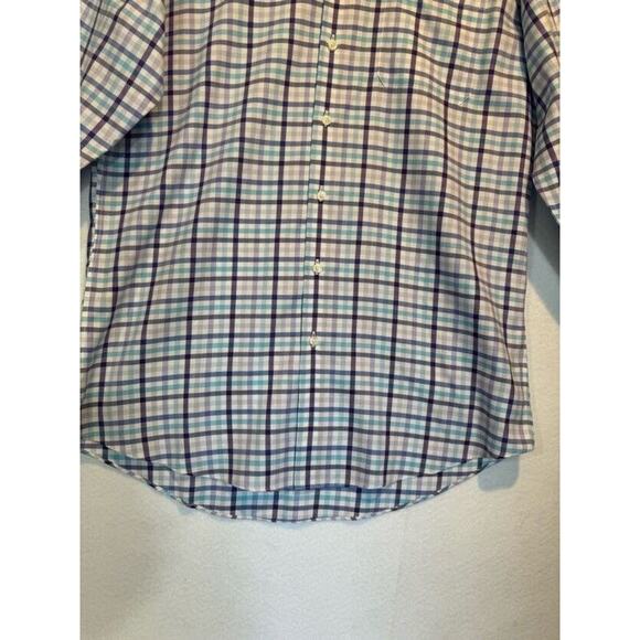 Neiman Marcus Mens Large Blue Plaid Trim Fit Cotton Button Up Shirt 16.5 34/35 - Picture 6 of 14